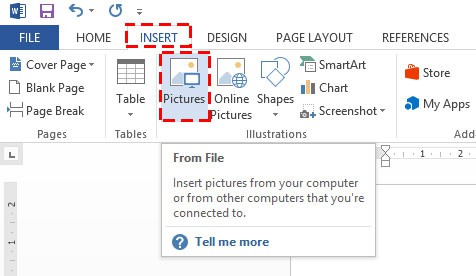 วิธีแทรก (Insert) รูปภาพจากเครื่องคอมพิวเตอร์ใน Microsoft Word 2013 