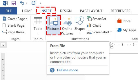 วิธีแทรก (Insert) รูปภาพจากเครื่องคอมพิวเตอร์ใน Microsoft Word 2013