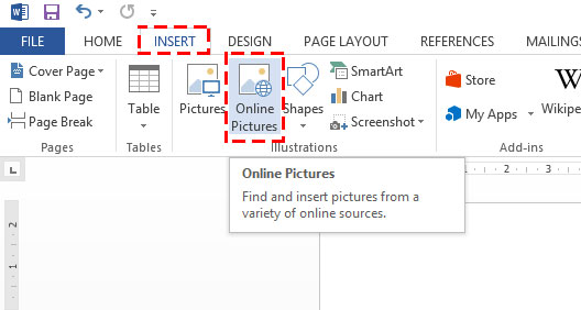 วิธีแทรก (Insert) รูปภาพจากระบบออนไลน์ของ Microsoft Word 2013