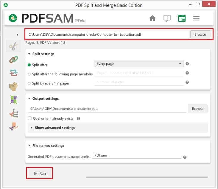 วิธีแยกไฟล์ PDF ด้วยโปรแกรม PDFsam Basic