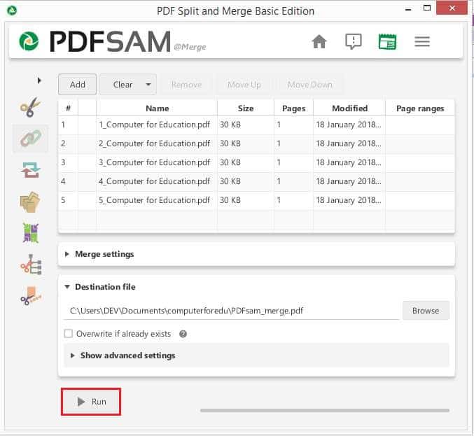 วิธีรวมไฟล์ PDF ด้วยโปรแกรม PDFsam Basic