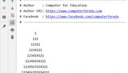 โค้ดแสดงตัวเลข 1-9 เป็นรูปสามเหลี่ยม ด้วยภาษาไพทอน (Python)